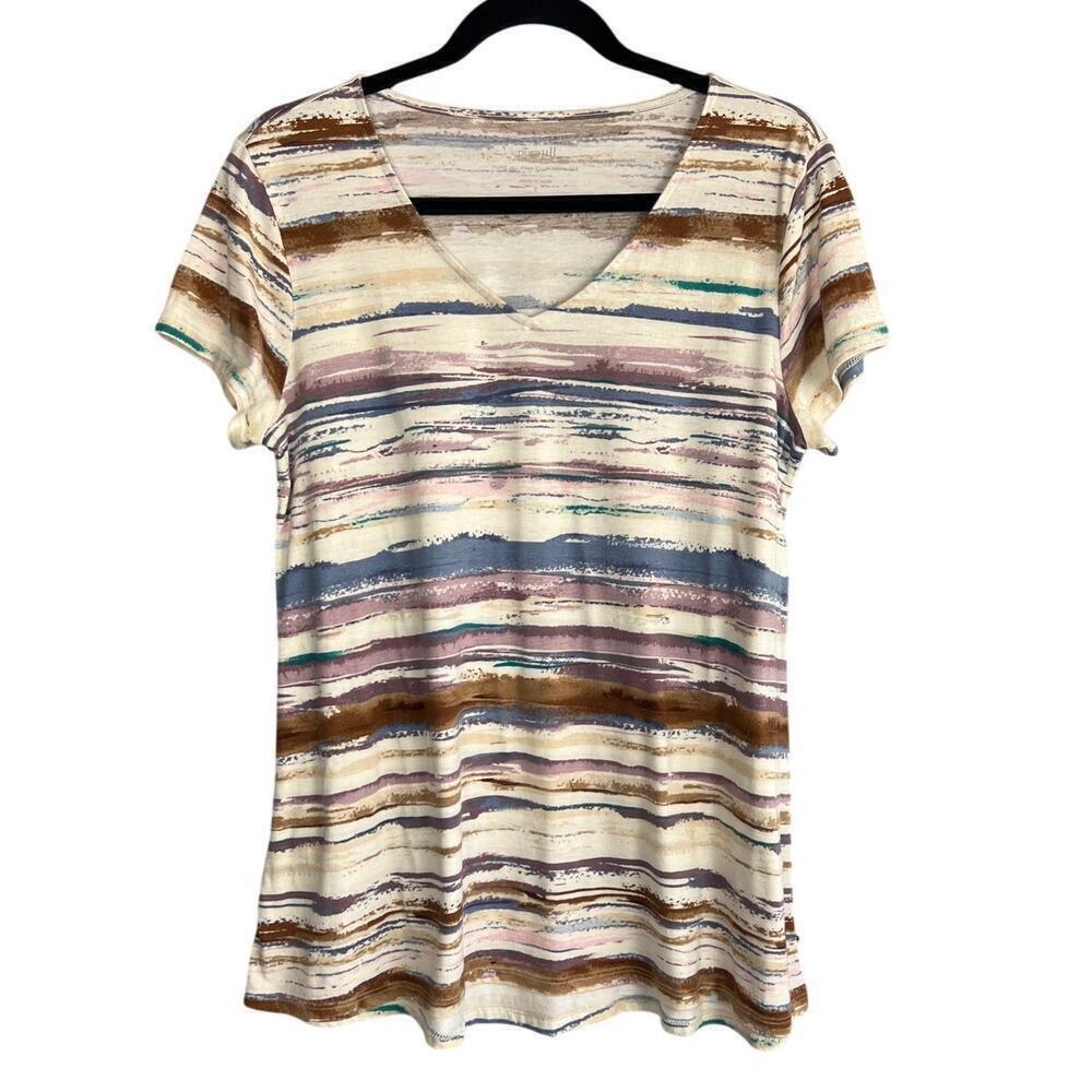 J Jill Pure Jill 100% Pima Cotton V Neck Tee Size S